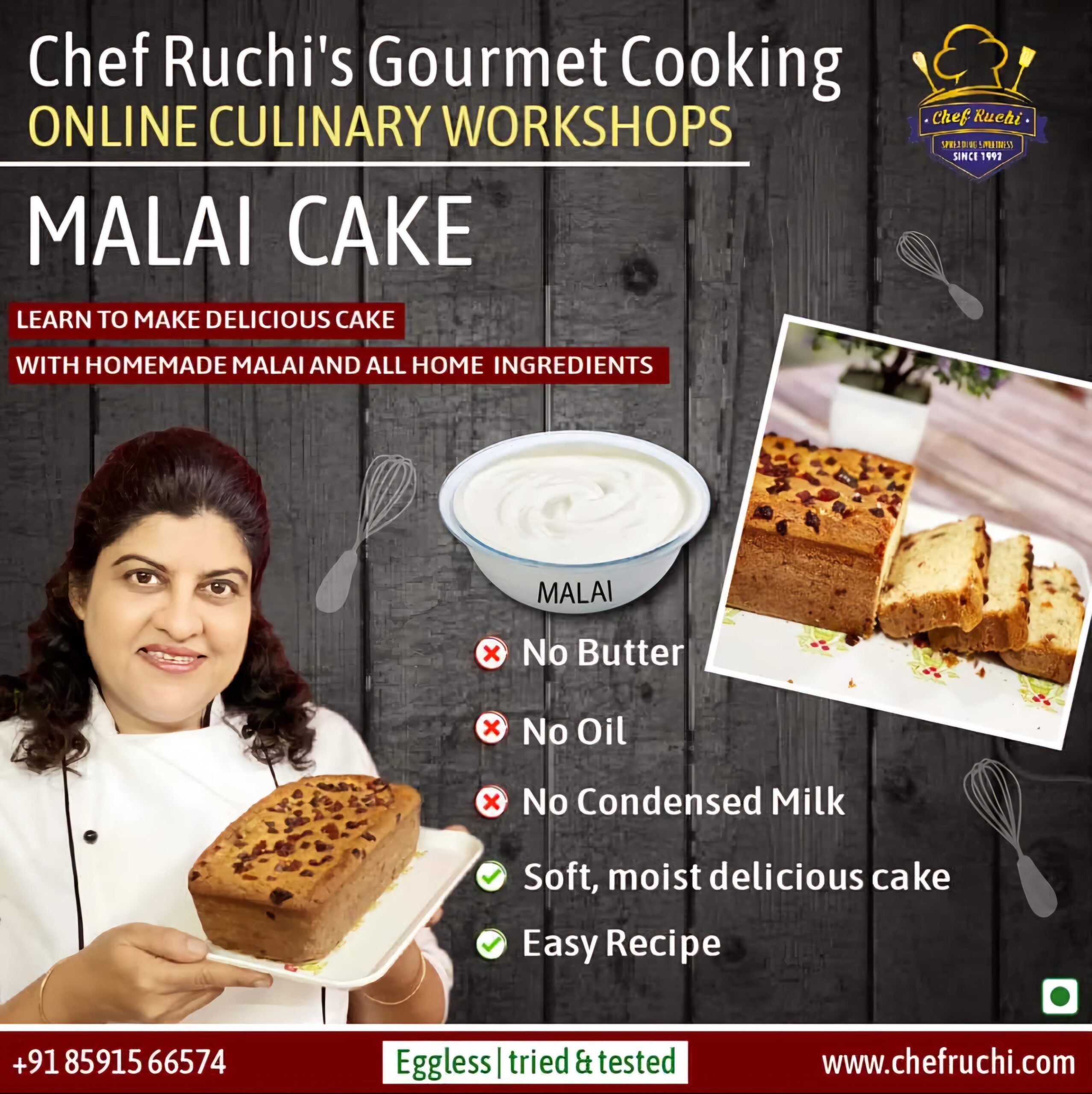 Eggless Malai Cake